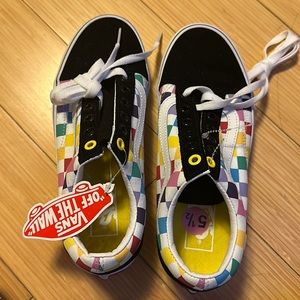 Rainbow Checkered Vans Lace Ups